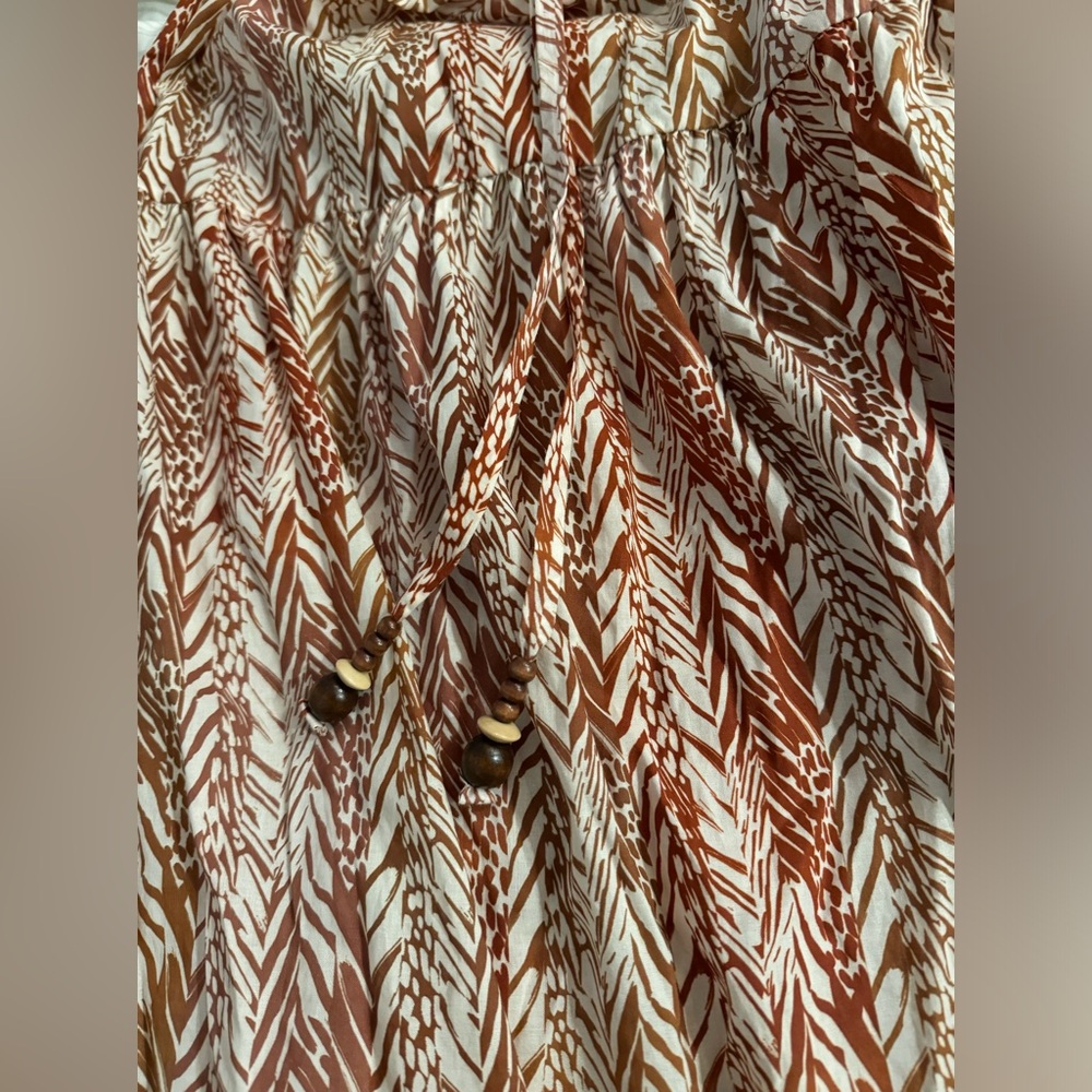SHOSHANNA $495 Safari Stripe Tiered Cotton Midi-Skirt In Amber Multi - Picture 10 of 12